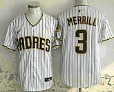 Men's San Diego Padres #3 Jackson Merrill White Pinstripe Limited Stitched Jersey,baseball caps,new era cap wholesale,wholesale hats